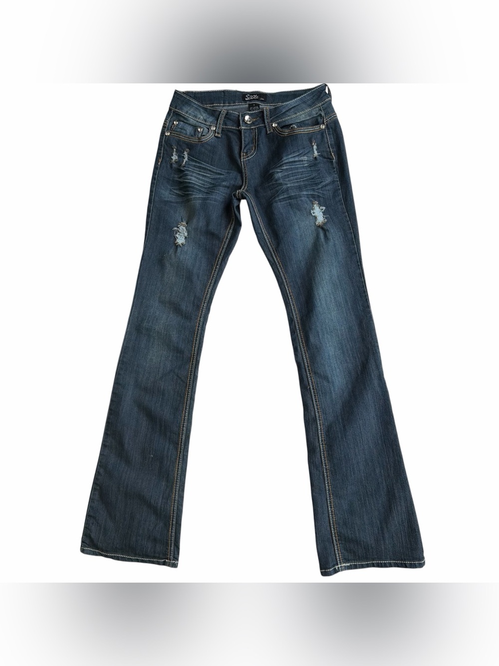 Y2K Women’s Blue Distressed Jeans Size 3
